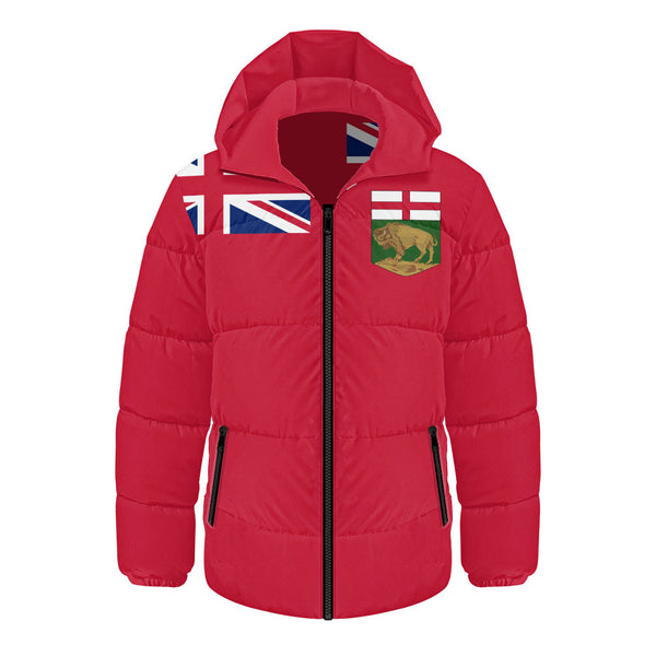 Manitoba Hooded Padded Jacket Flag Minimalist Pride Style