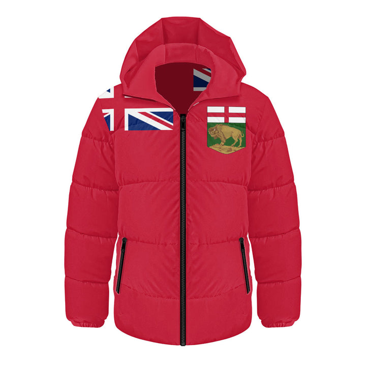 Manitoba Hooded Padded Jacket Flag Minimalist Pride Style