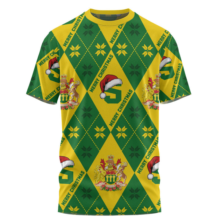 Saskatchewan T-Shirt Christmas Argyle Pattern With Royal Crest