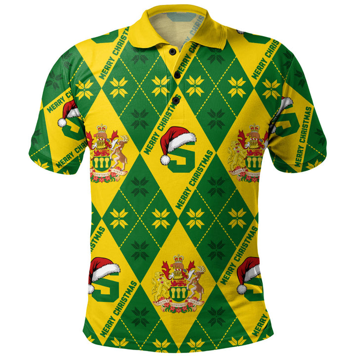 Saskatchewan Polo Shirt Christmas Argyle Pattern With Royal Crest