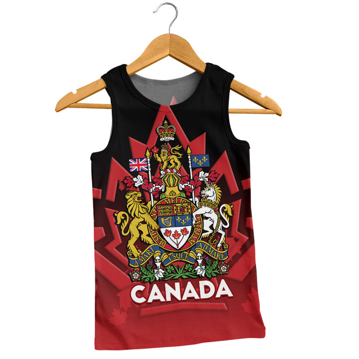 Canada Tank Top Royal Red Black National Emblem Of Canada