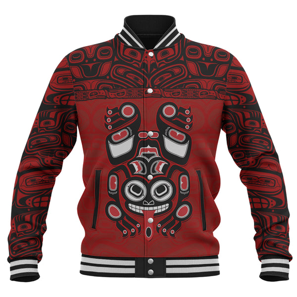 Canada Baseball Jacket Haida Frog Guardian Tribal Power