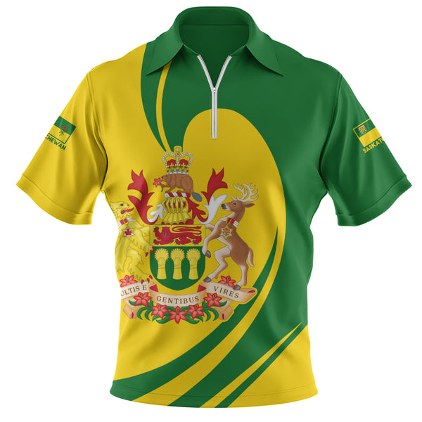 Saskatchewan Zip Polo Shirt Legacy Of The Noble Spirit