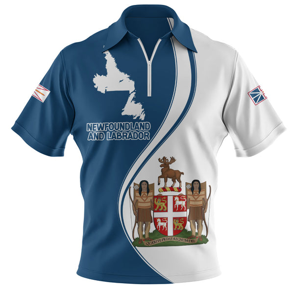Newfoundland & Labrador Zip Polo Shirt Canada Territories Pride