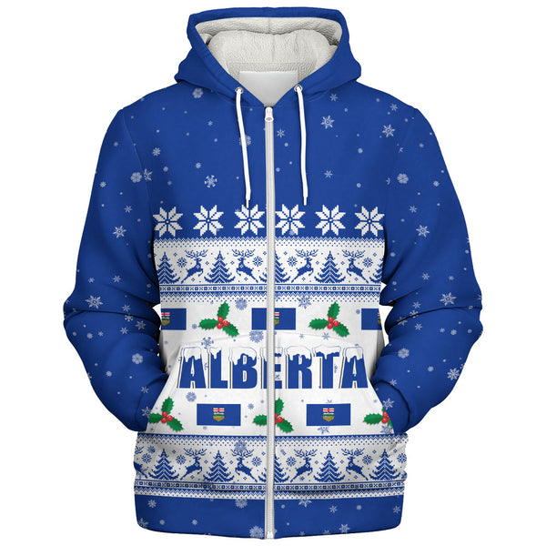 Alberta Sherpa Hoodie Christmas Knit Style Snowflake Reindeer