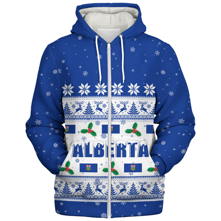 Alberta Sherpa Hoodie Christmas Knit Style Snowflake Reindeer