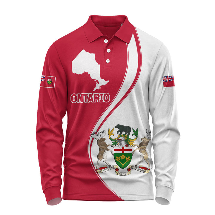 Ontario Long Sleeve Polo Shirt Canada Territories Pride