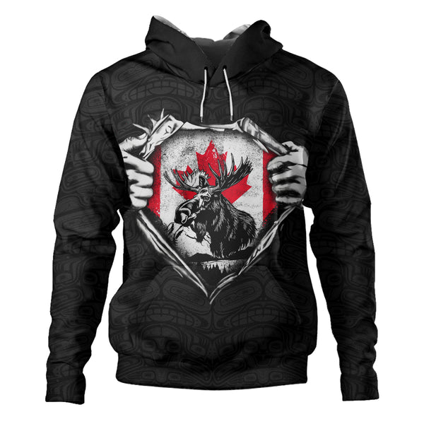 Canada Hoodie Haida Maple Flag Moose Legacy