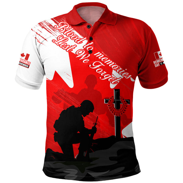Canada Polo Shirt Silhouettes Of Sacrifice Remembrance Day Tribute