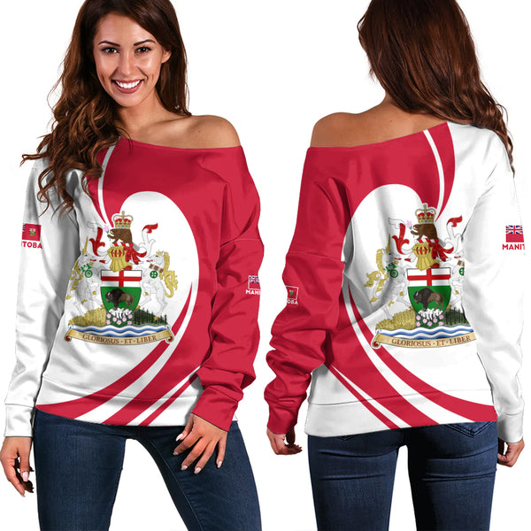 Manitoba Off Shoulder Sweatshirt Legacy Of The Noble Spirit