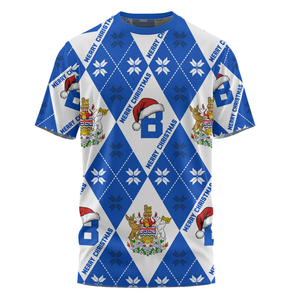 British Columbia T-Shirt Christmas Argyle Pattern With Royal Crest