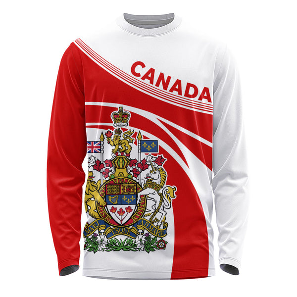 Canada Long Sleeve T-Shirt Canada Coat Of Arms Glory Royal Design