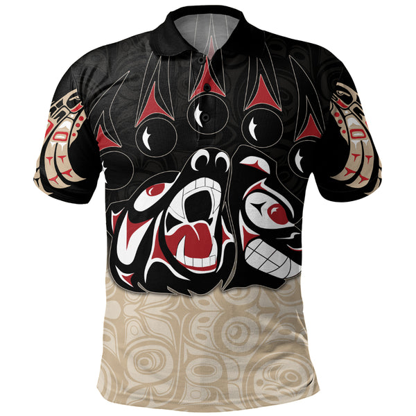 Canada Polo Shirt Haida Strength Roaring Ancestral Energy