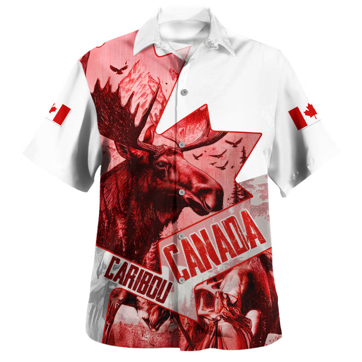 Canada Bowling Shirt The Red Wild Caribou Heritage