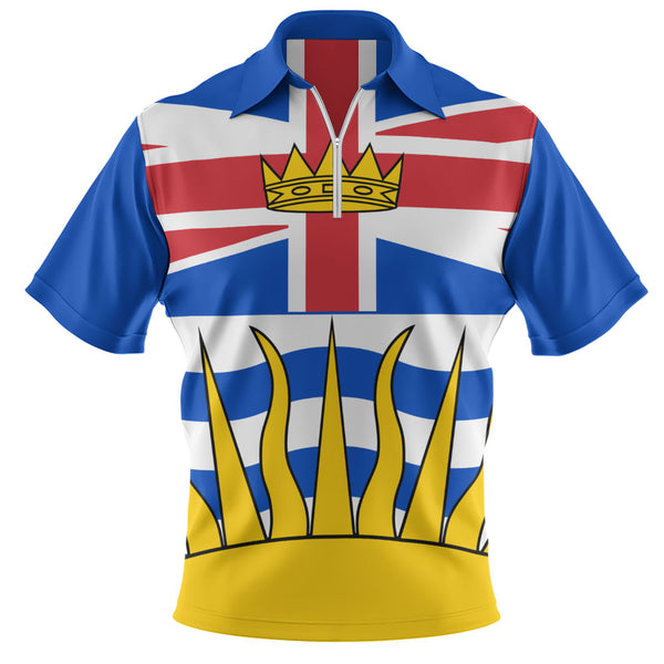 British Columbia Zip Polo Shirt Flag Minimalist Pride Style