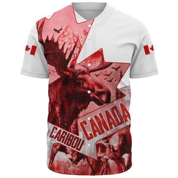 Canada Baseball Shirt The Red Wild Caribou Heritage