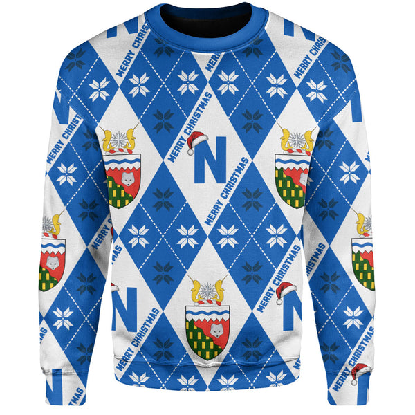 Northwest Territories Sweatshirt Christmas Argyle Pattern With Royal Crest