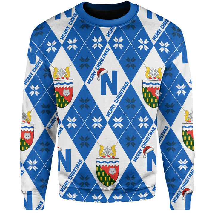Northwest Territories Sweatshirt Christmas Argyle Pattern With Royal Crest
