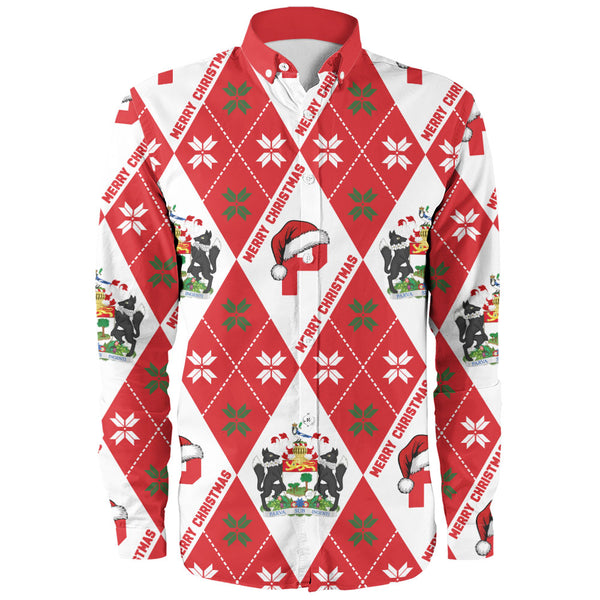 Prince Edward Island Long Sleeve Shirt Christmas Argyle Pattern With Royal Crest