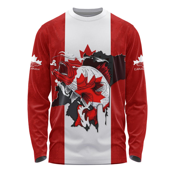 Canada Long Sleeve T-Shirt Born To Fish Proud To Be Canadian