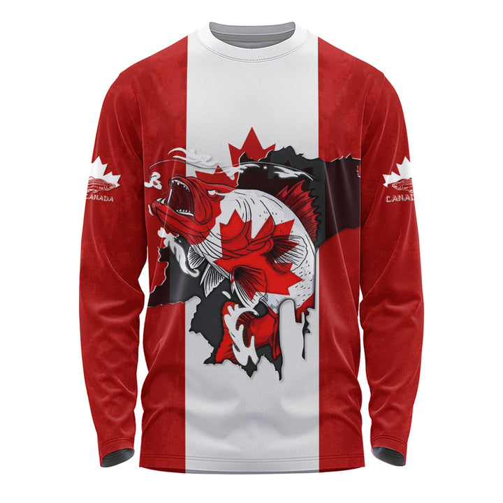 Canada Long Sleeve T-Shirt Born To Fish Proud To Be Canadian