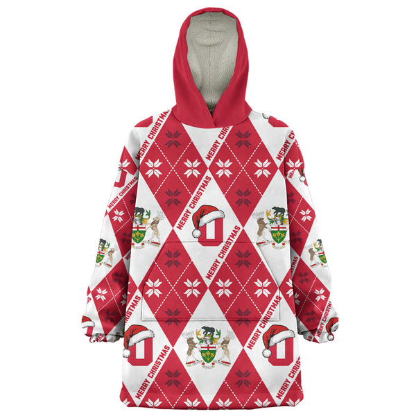 Ontario Snug Hoodie Christmas Argyle Pattern With Royal Crest