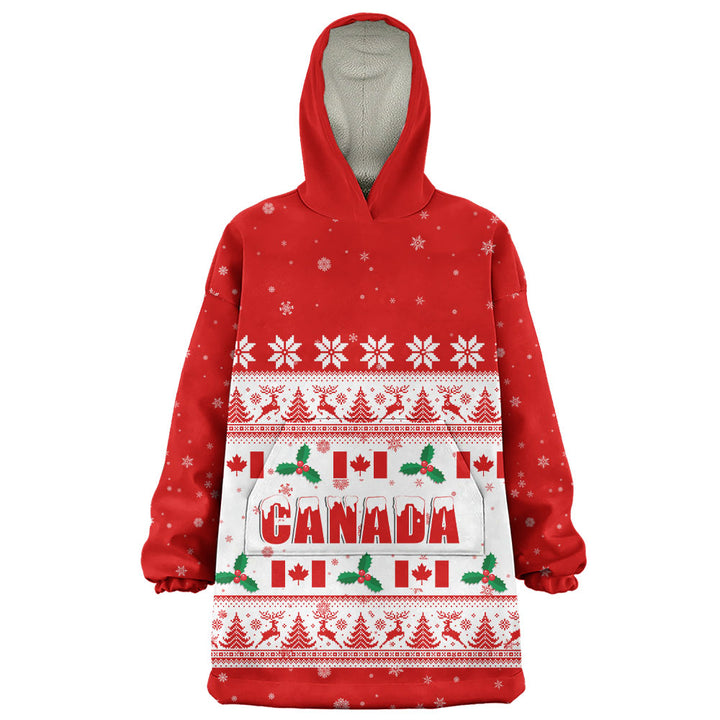 Canada Snug Hoodie Christmas Knit Style Snowflake Reindeer