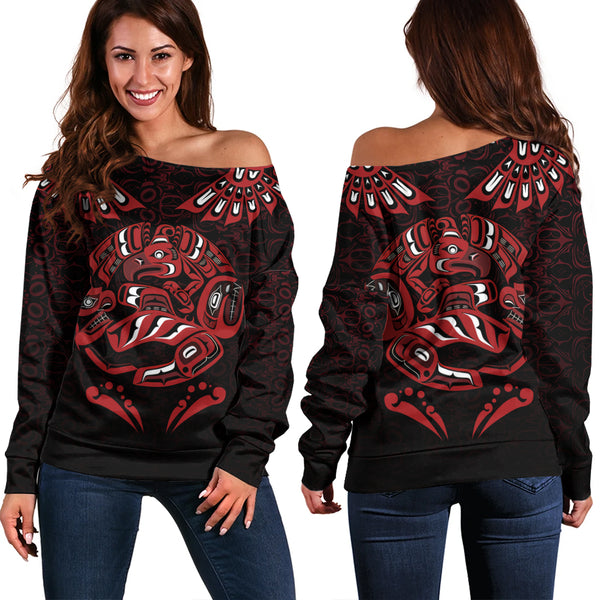 Canada Off Shoulder Sweatshirt Haida Echo Of The Ancients