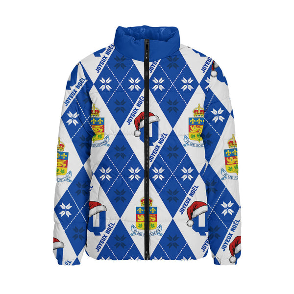 Quebec Padded Jacket Christmas Argyle Pattern With Royal Crest