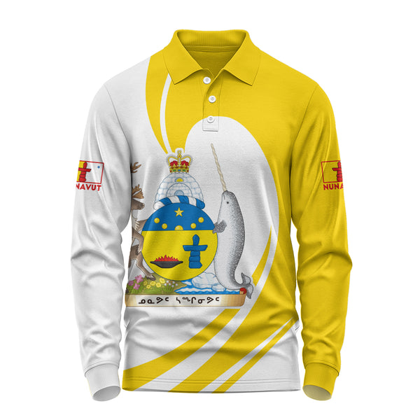 Nunavut Long Sleeve Polo Shirt Legacy Of The Noble Spirit