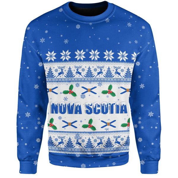 Nova Scotia Sweatshirt Christmas Knit Style Snowflake Reindeer
