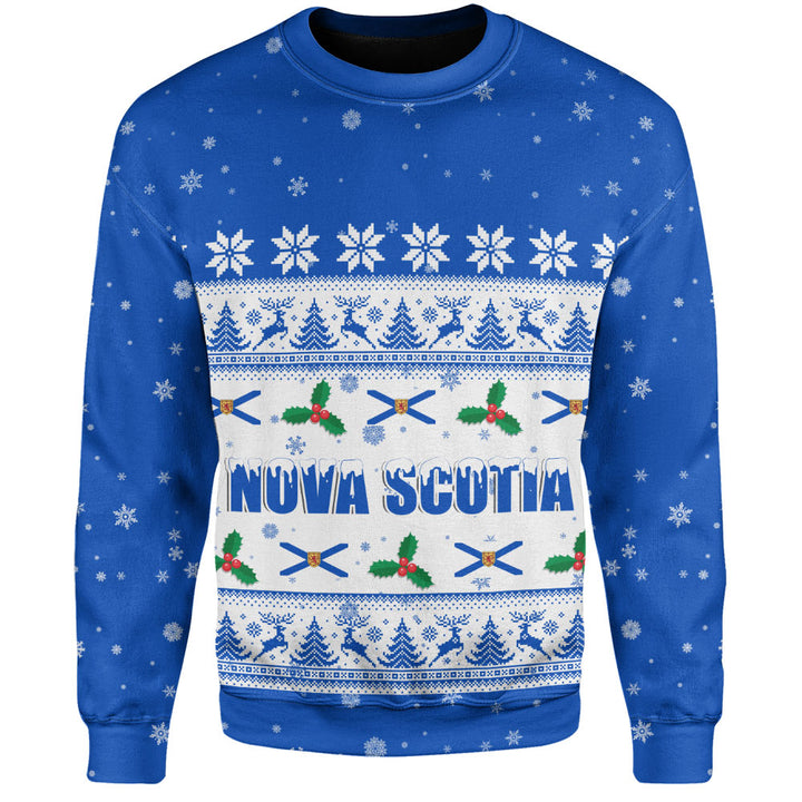 Nova Scotia Sweatshirt Christmas Knit Style Snowflake Reindeer