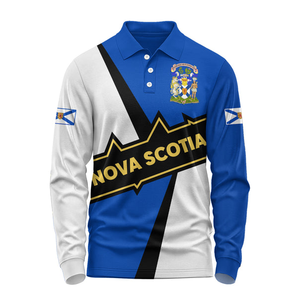 Nova Scotia Long Sleeve Polo Shirt Loyal True North Provincial Style