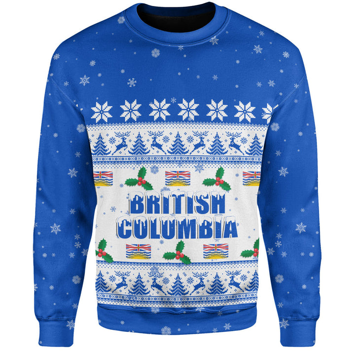British Columbia Sweatshirt Christmas Knit Style Snowflake Reindeer