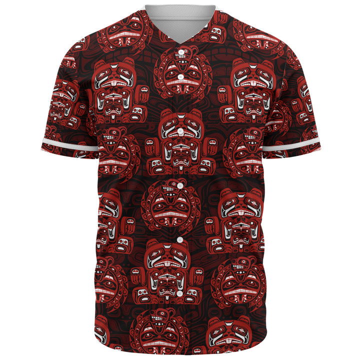 Canada Baseball Shirt Haida Spirit Face Totem Repeat Print