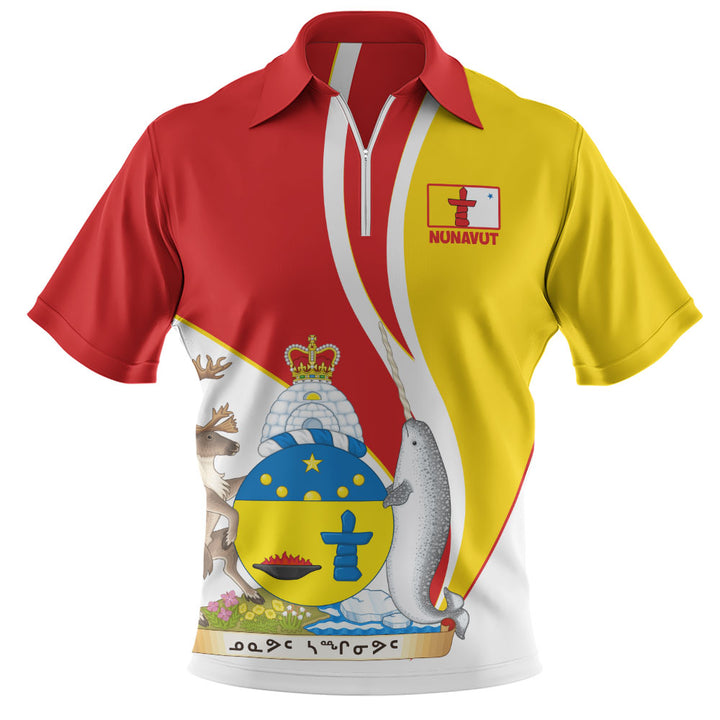 Nunavut Zip Polo Shirt Heritage Pride Of The North