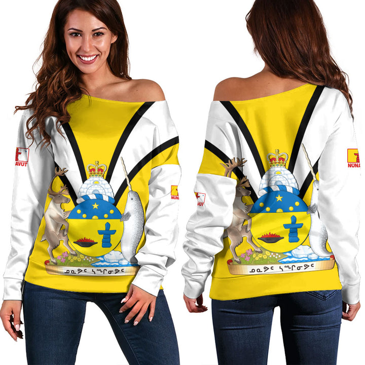 Nunavut Off Shoulder Sweatshirt Proud Provinces Collection