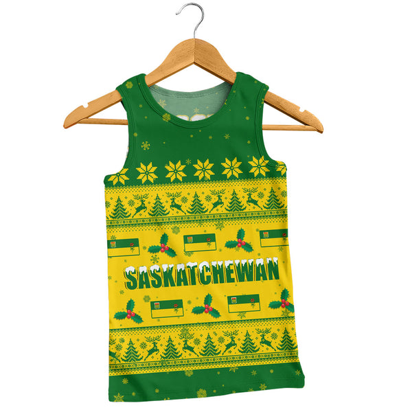 Saskatchewan Tank Top Christmas Knit Style Snowflake Reindeer