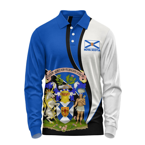 Nova Scotia Long Sleeve Polo Shirt Heritage Pride Of The North