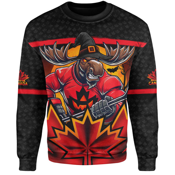 Canada Sweatshirt Scary Moose Canada Hockey Spirit