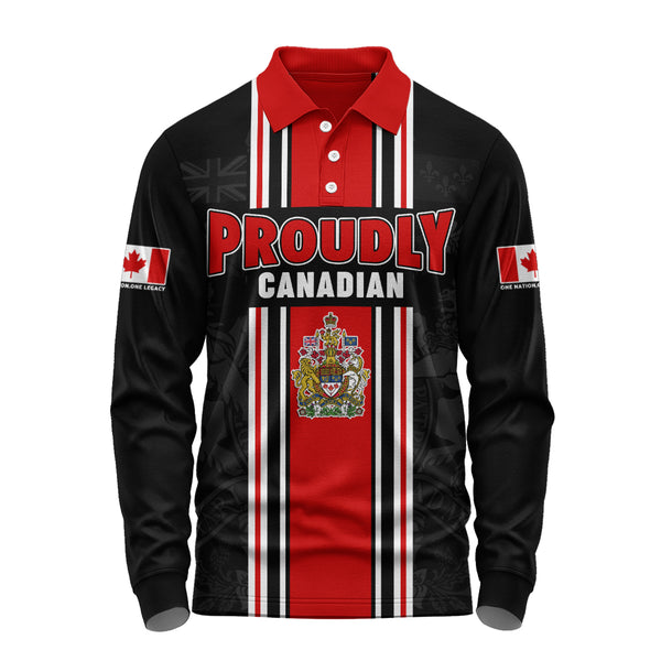 Canada Long Sleeve Polo Shirt Proud Heritage Crest Edition