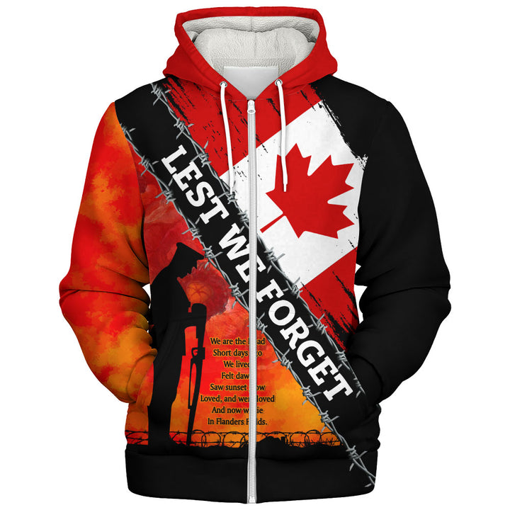 Canada Sherpa Hoodie Lest We Forget Canada Remembrance Day Poppy Pride