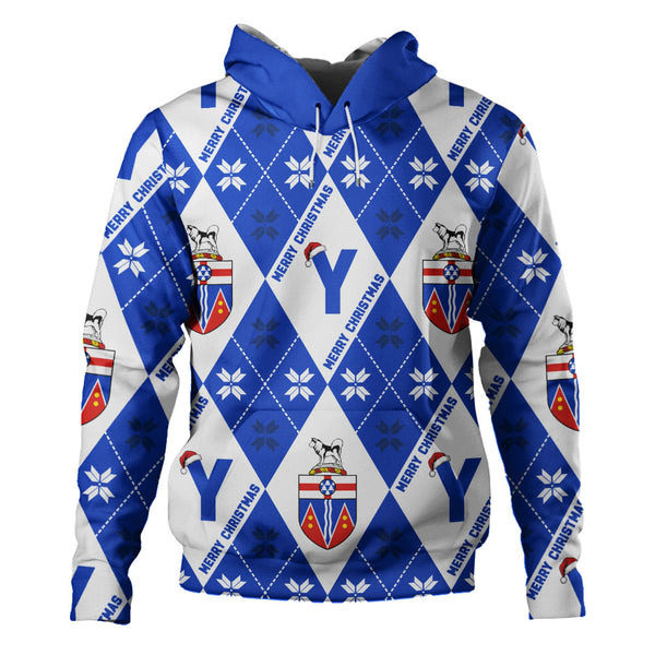 Yukon Hoodie Christmas Argyle Pattern With Royal Crest