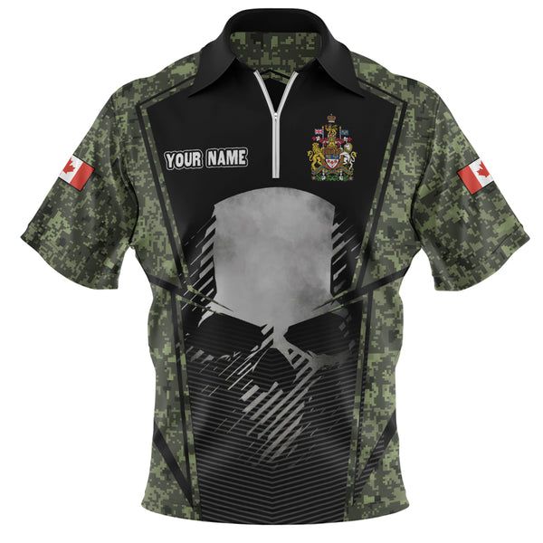 Canada Zip Polo Shirt Canada Military Skull Honor Camo Edition
