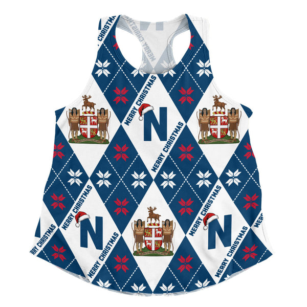 Newfoundland & Labrador Women Tank Christmas Argyle Pattern With Royal Crest