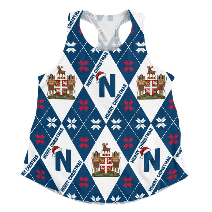 Newfoundland & Labrador Women Tank Christmas Argyle Pattern With Royal Crest
