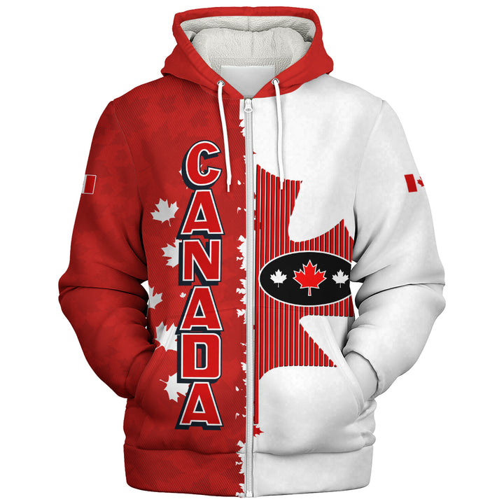 Canada Sherpa Hoodie Bold Leaf Patriotic Canada Edition