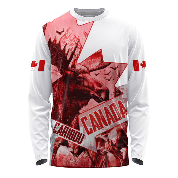 Canada Long Sleeve T-Shirt The Red Wild Caribou Heritage