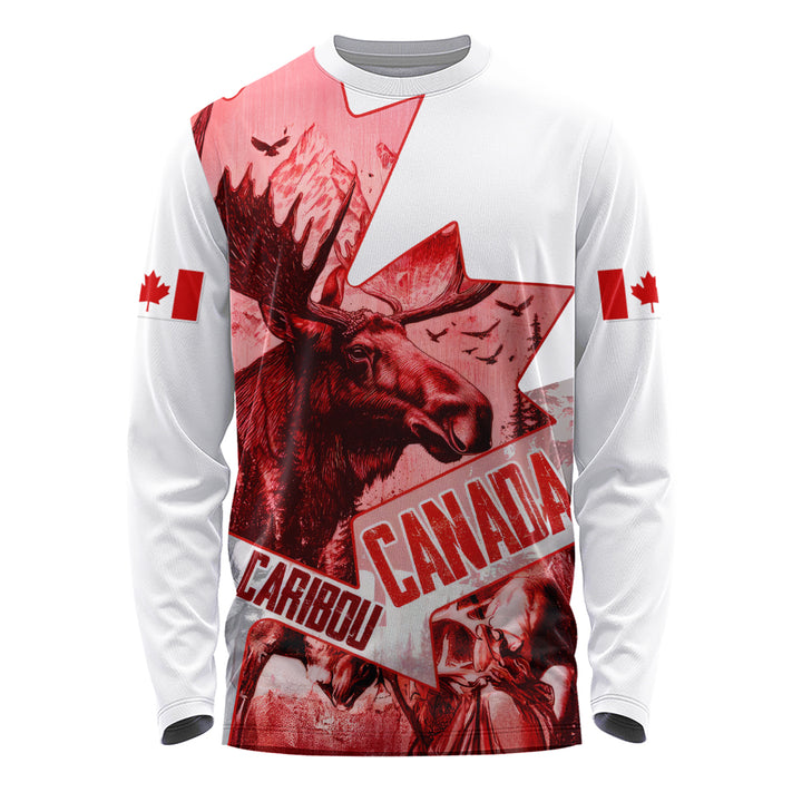 Canada Long Sleeve T-Shirt The Red Wild Caribou Heritage