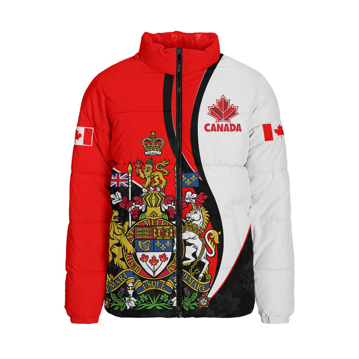 Canada Padded Jacket Maple Crown Crest With National Pride